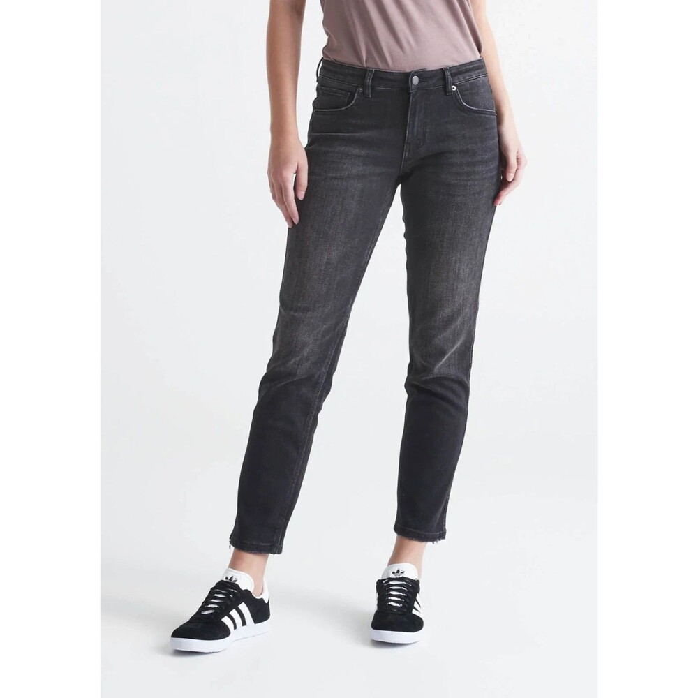 DU/ER Performance Denim Girlfriend Jean 26X28 Vintage Black Stretch EUC B53